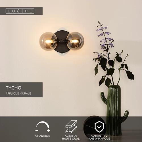 Lucide TYCHO - Applique murale - 2xG9 - Noir - USP